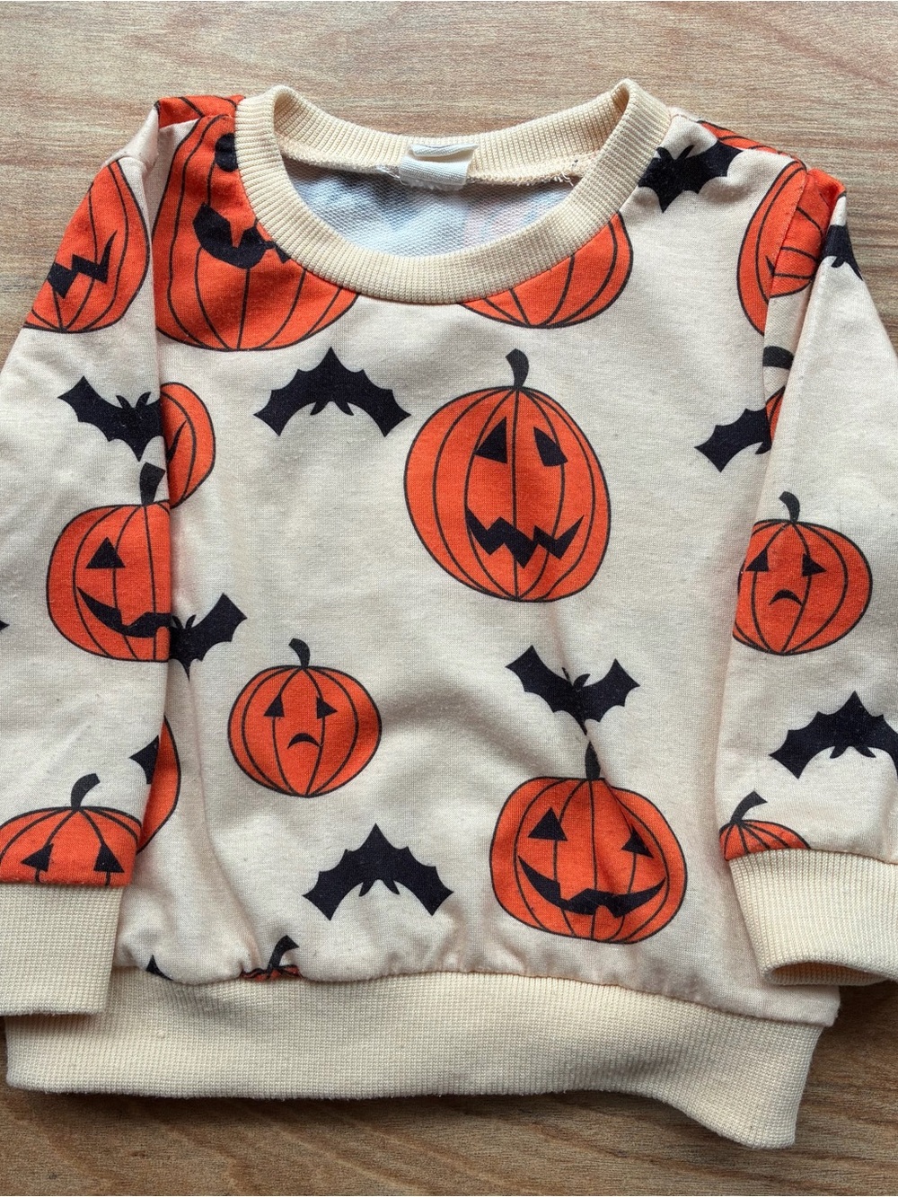 Kids Halloween Pumpkin Crewneck Sweatshirt - Cream & Orange